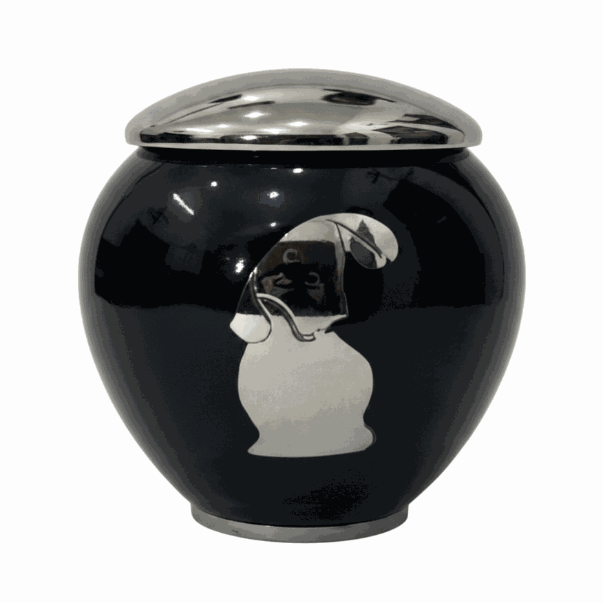 Black Metal Dog Pet Cremation Urn