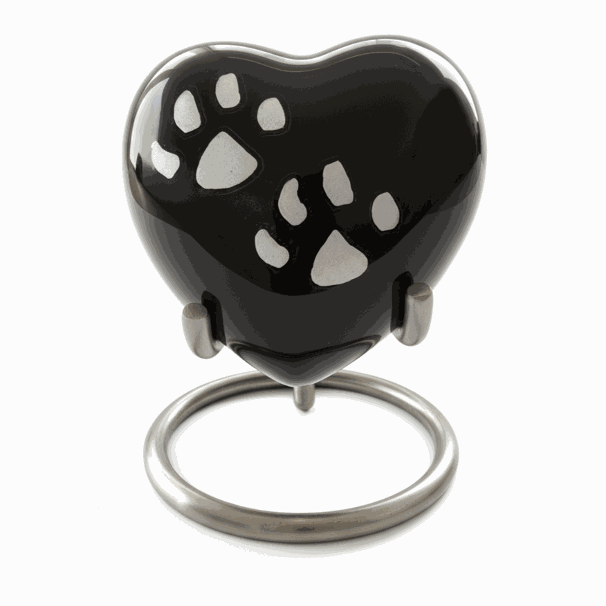 Engraved Paw Print Heart Shaped Urn for Pet