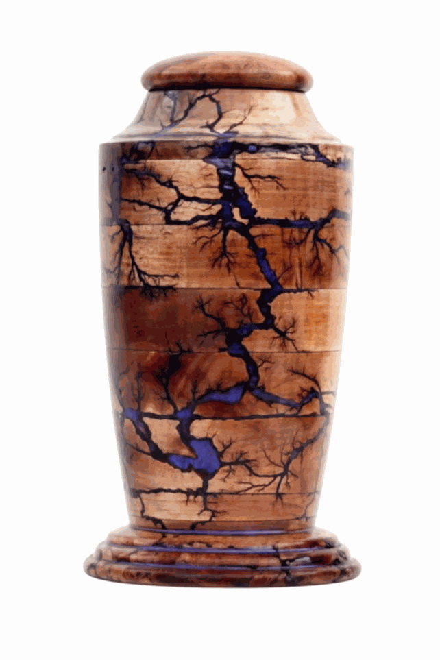 Handcrafted Wooden Cremation Urn with Natural Crackle Design