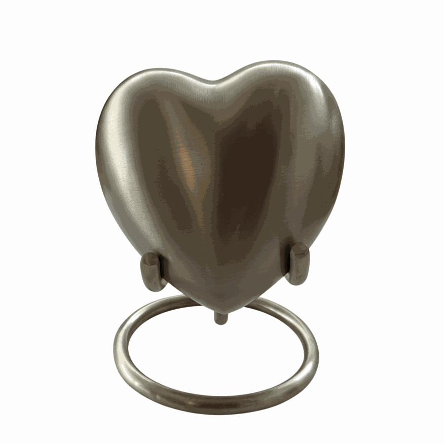 Silver Premium Heart Shaped Urns for Human and Pet Ash