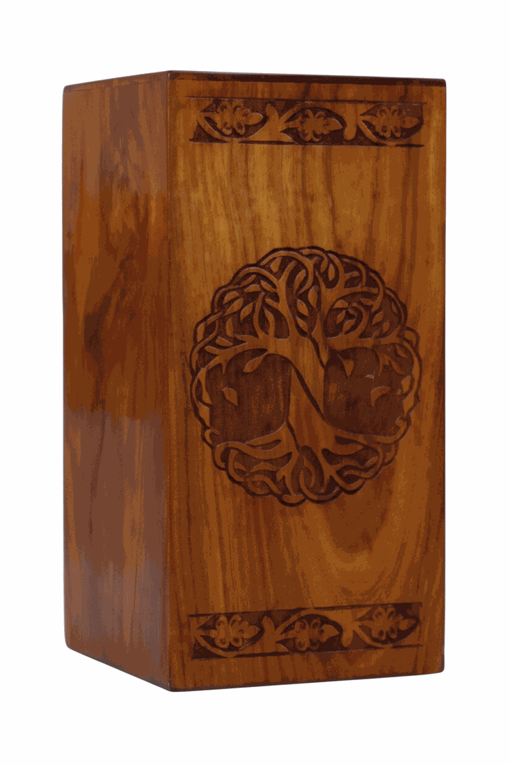 Wooden Tree of Life Engraved Cremation Urn