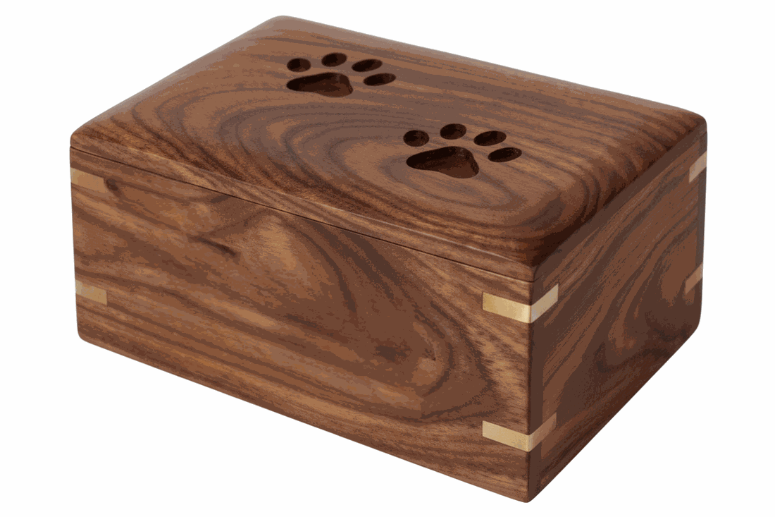Wooden Pet Cremation Urn with Paw Print