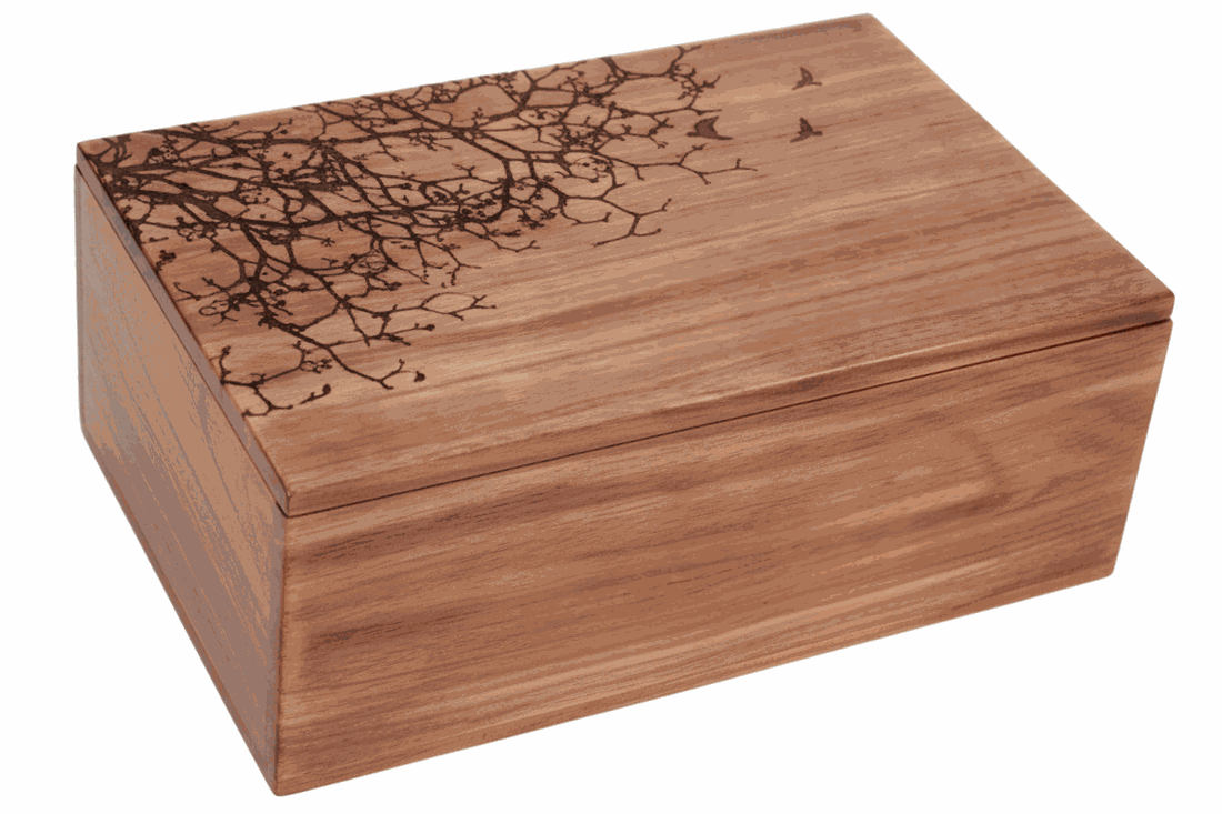 Wooden- Tree Branch and Birds Design Cremation Urn