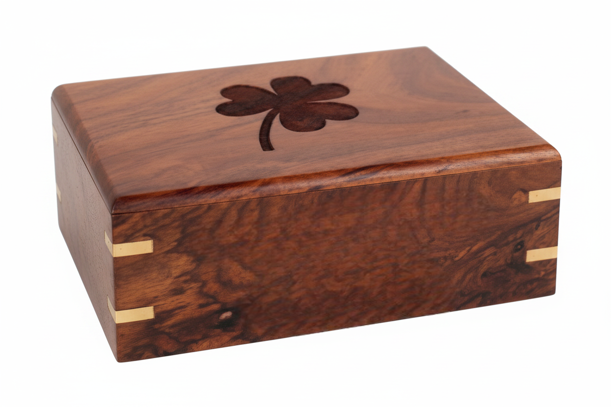 Wooden – Four-Leaf Clover Memorial Cremation Urn