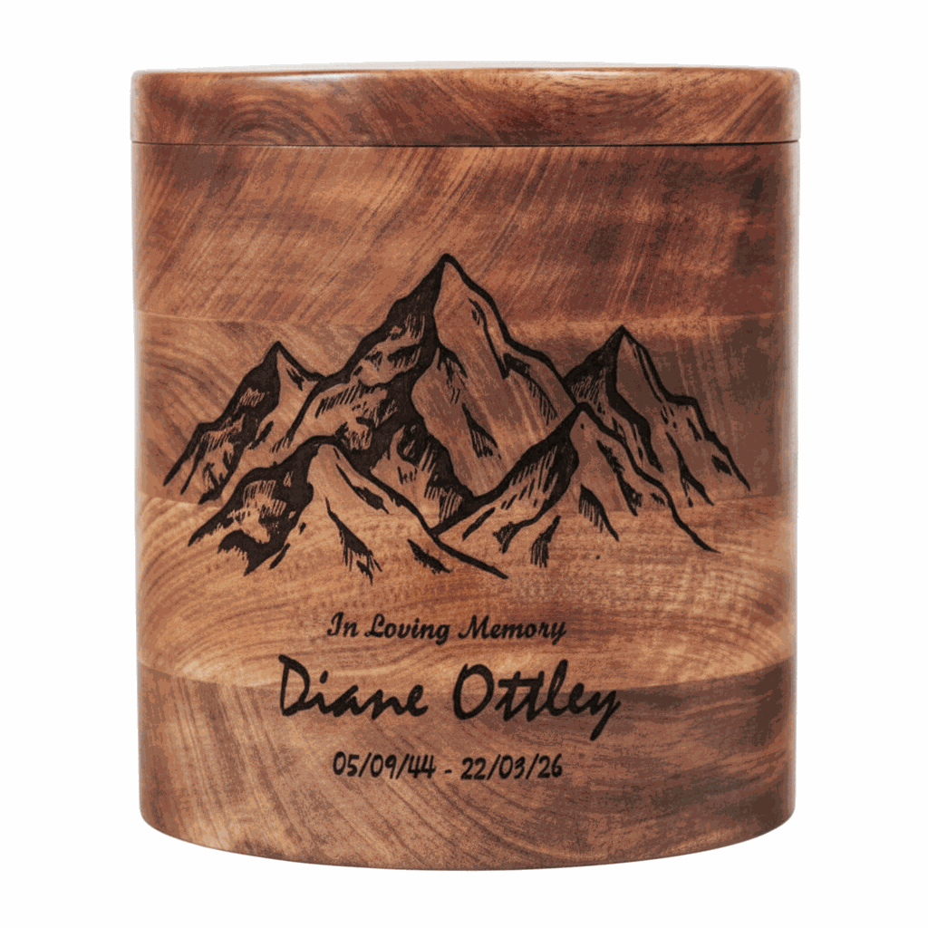 Personalized Wooden Mountain Cremation Urn