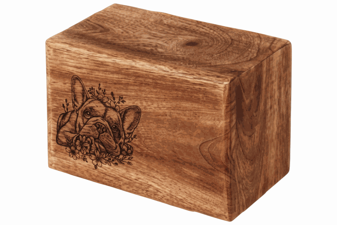 Wooden Pet Cremation Urn with Bunny Design