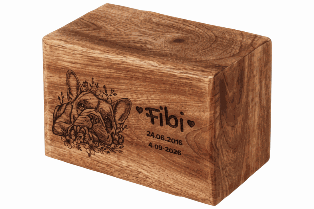 Personalized Wooden Pet Cremation Urn with Bunny Design