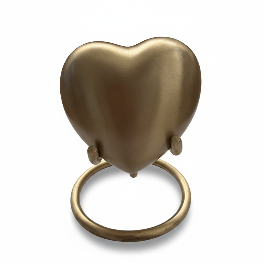 Golden Premium Heart Shaped Urns for Human or Pet Ash