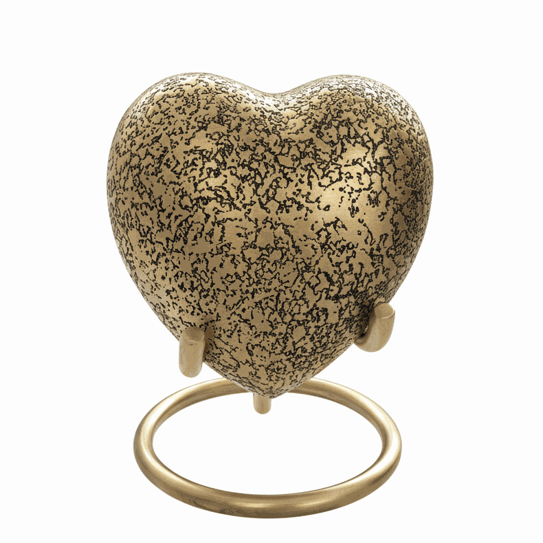 Golden Texture Premium Heart Shaped Urns for Human Ash