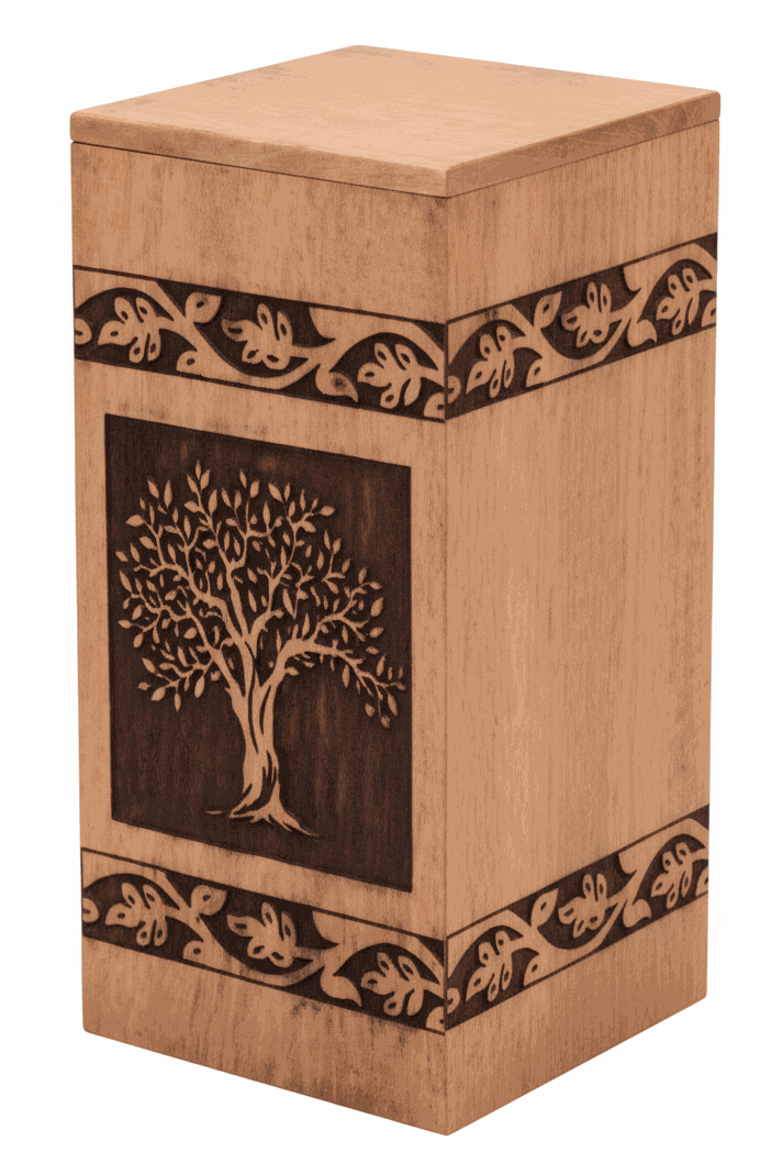 Wooden Tree of Life Engraved Cremation Urn