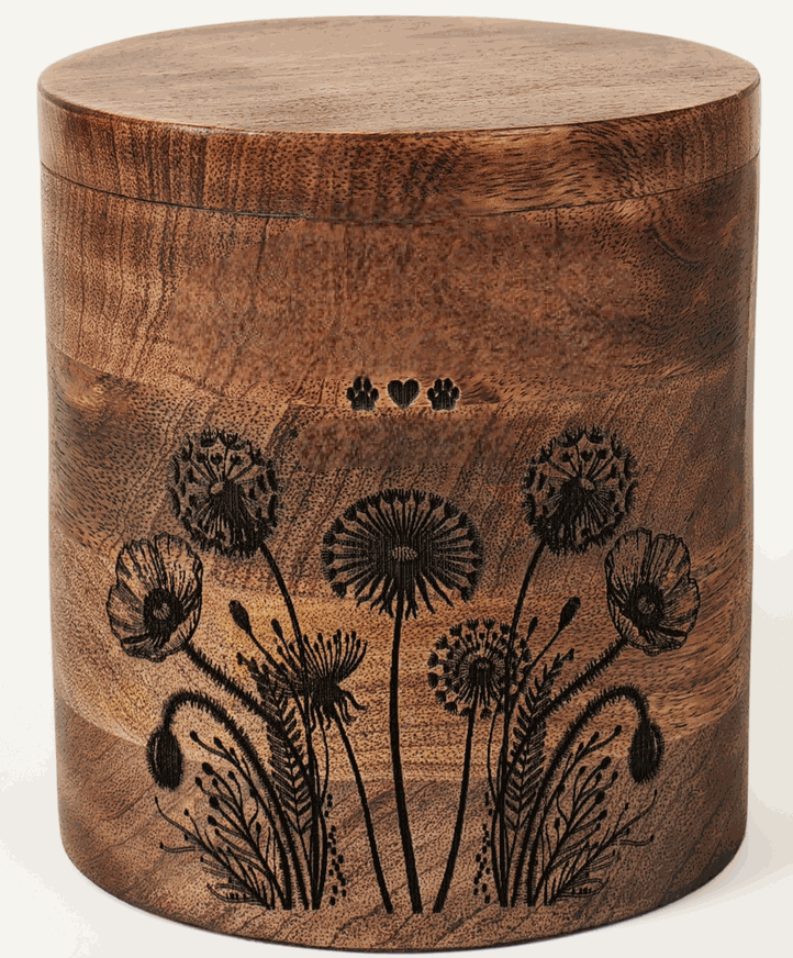 Wooden – Floral Dandelion Design Ashes Urn
