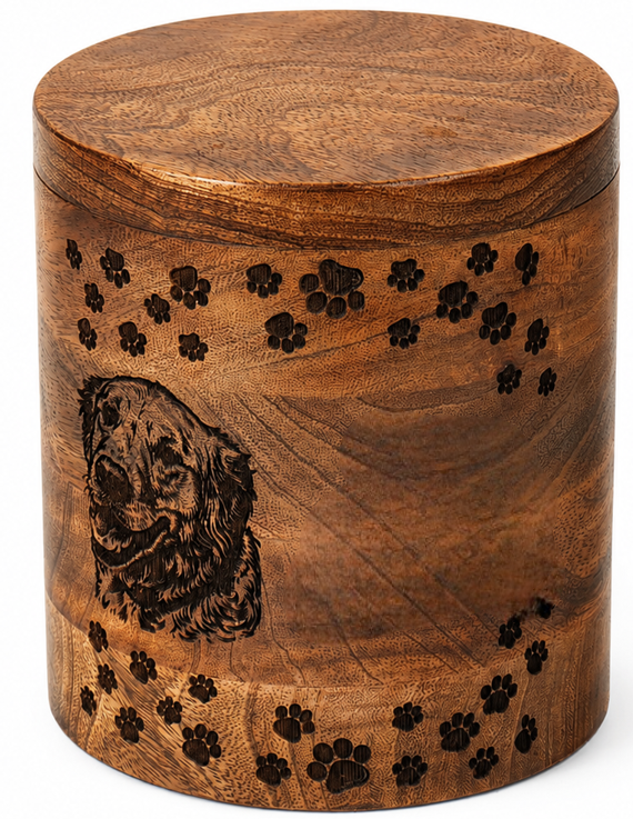 Cylindrical Cremation Urn with tree laser Engraving