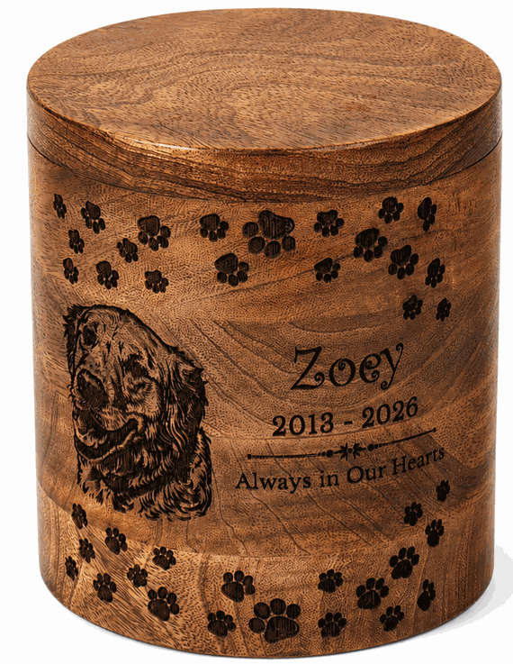 Cylindrical Cremation Urn with tree laser Engraving