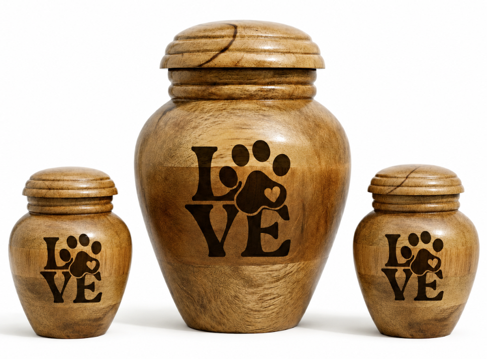 Cremation Urn with Love-paw laser Engraving