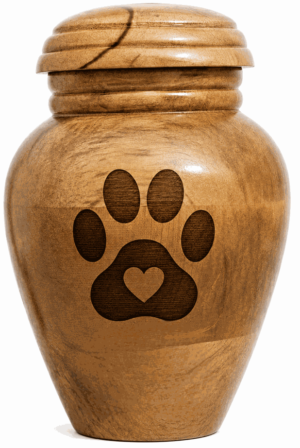 Personalized Wooden Cremation Urn with one paw laser Engraving
