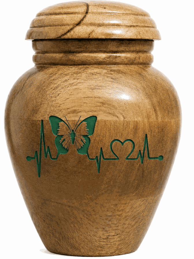 Cremation Urn with butterfly-heart laser Engraving