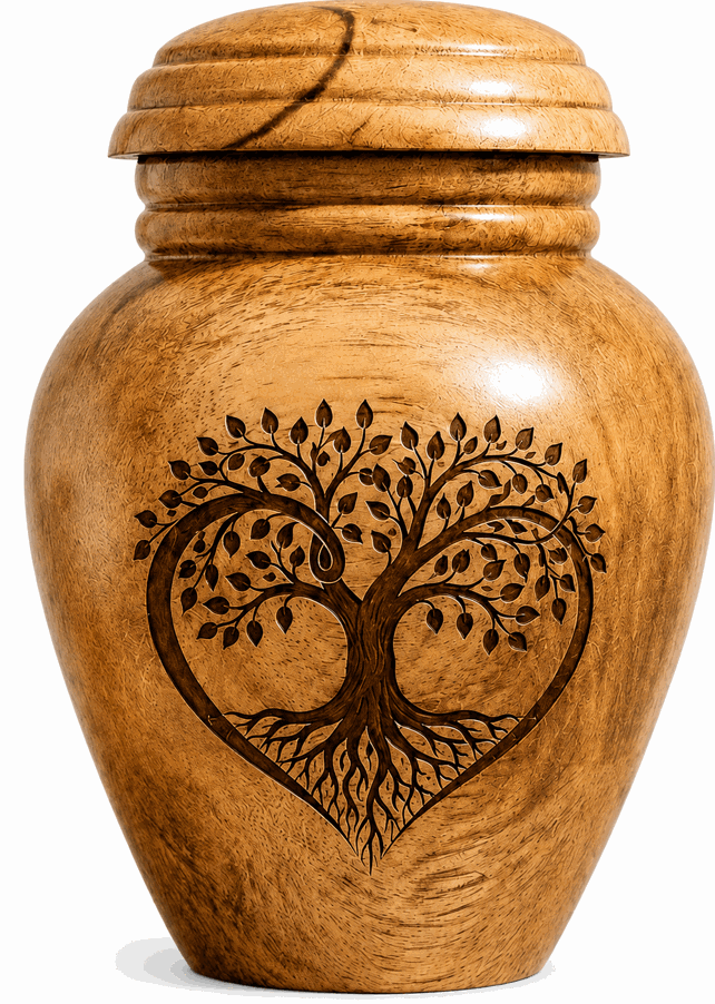 Wooden - Tree-Heart Laser Engraving Cremation Urn