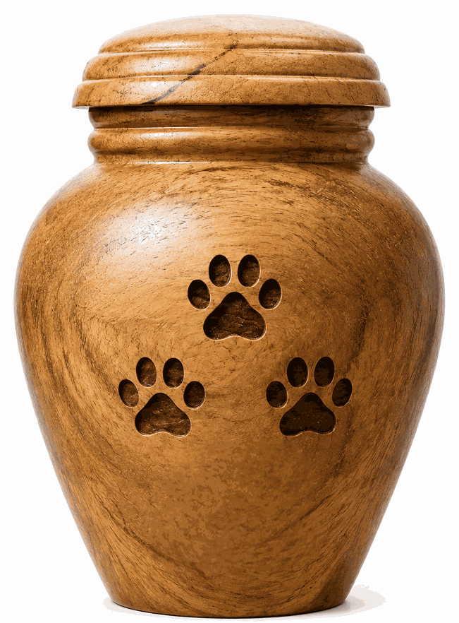 Cylindrical Cremation Urn with paw laser Engraving