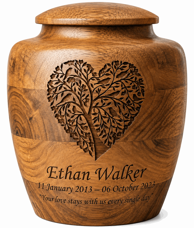 Personalized Cremation Urn with Beautiful heart laser engraving