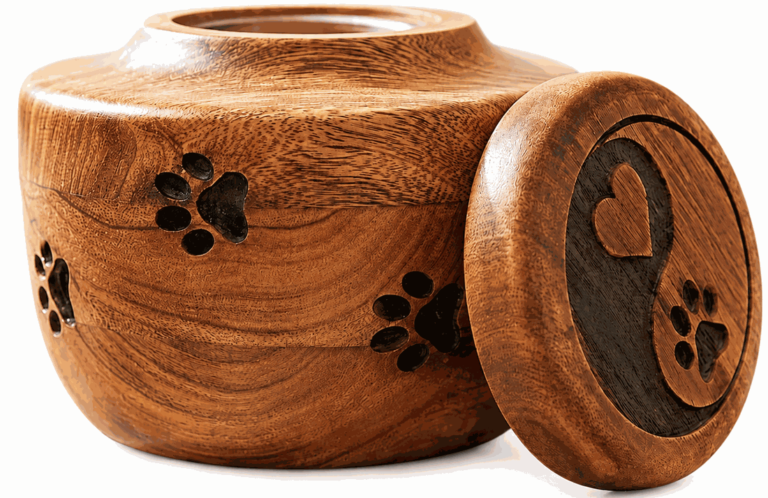 Premium Artisan Round Cremation Urn with 3 paw with Lid