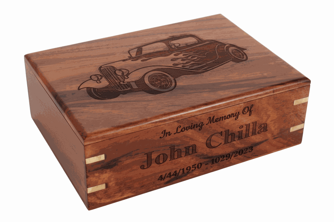 Personalized Wooden Cremation Urn – Vintage Classic Car