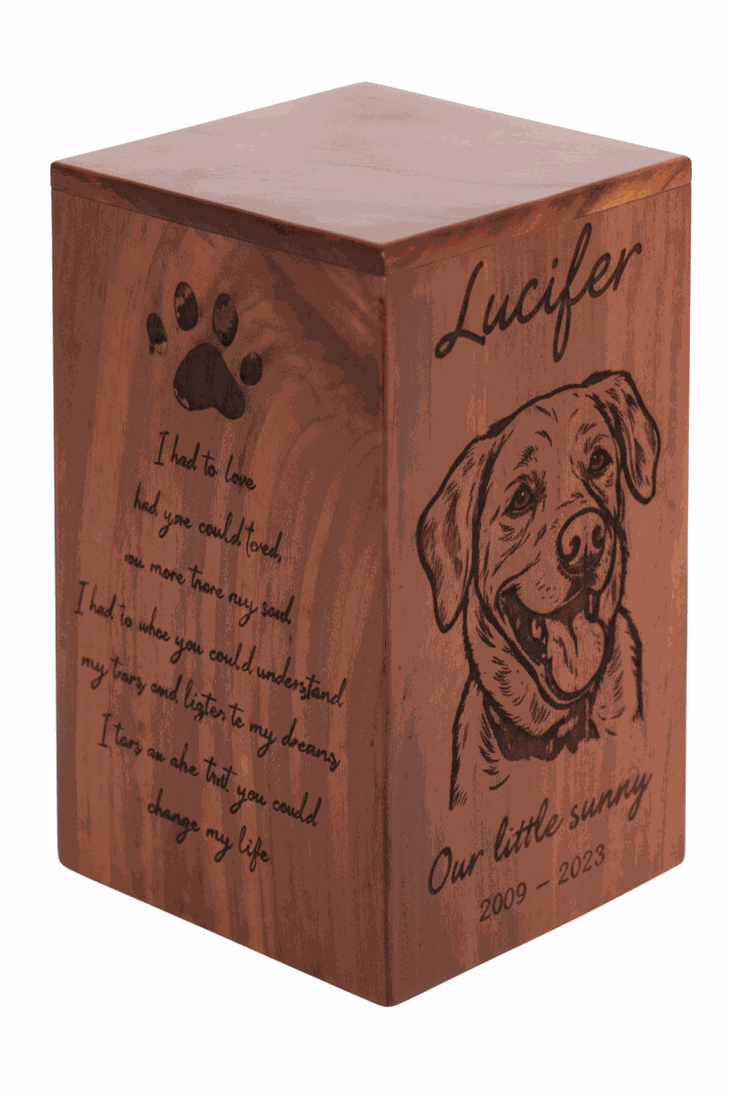 Personalized Wooden Dog Portrait with Paw Print Design