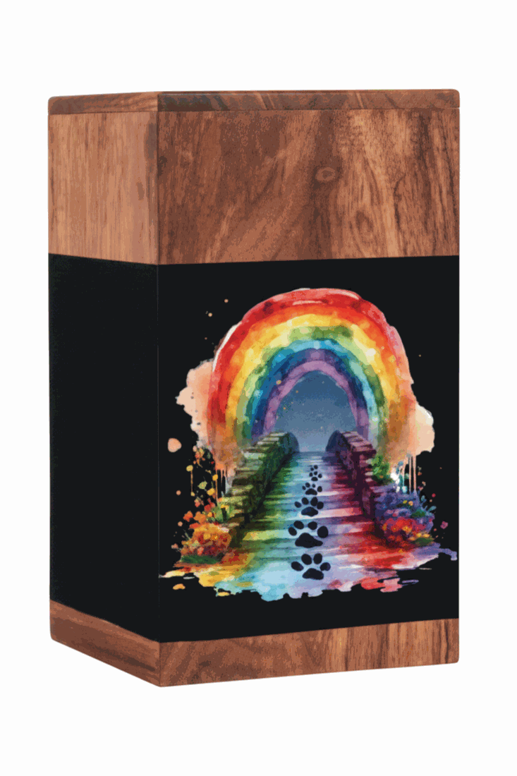 Wooden Rainbow Cremation Urn