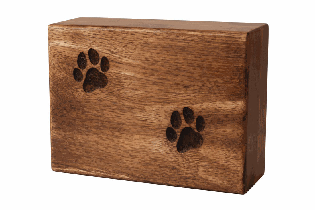 Wooden – Custom Memorial Pet Cremation Urn with Paw Print