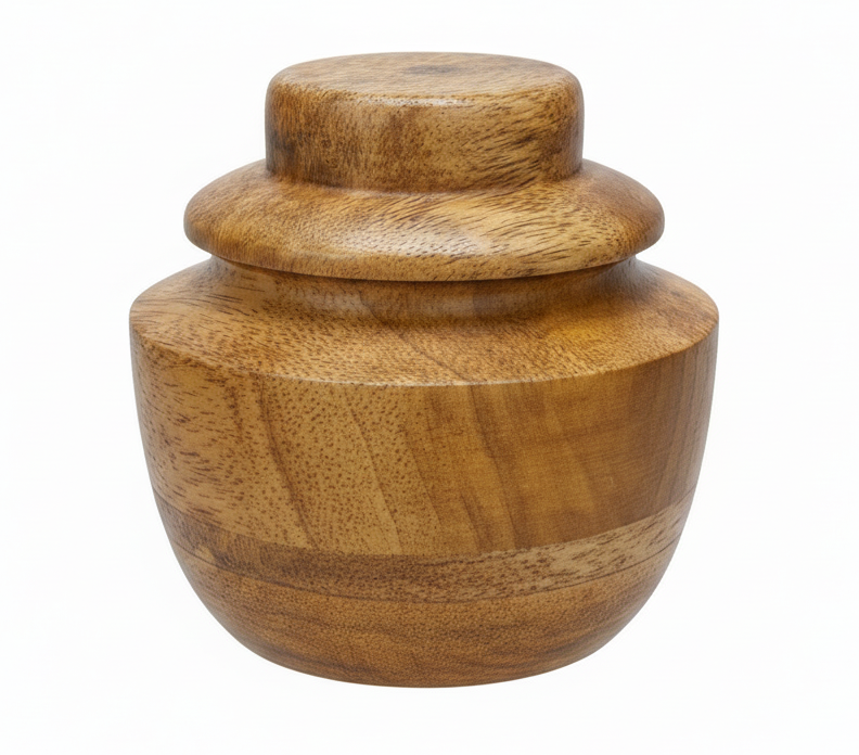 Natural Wooden – Classic Round Memorial Urn