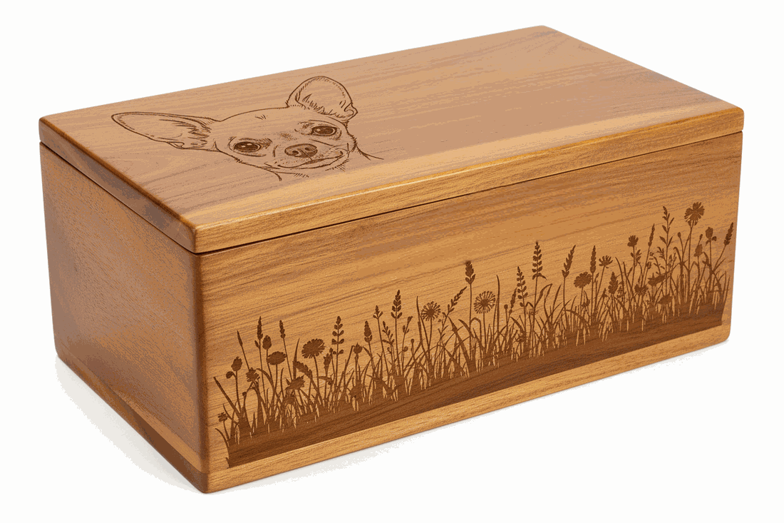Personalized Wooden – Custom Cremation Urn with  Pet Design